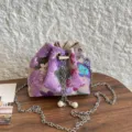 Damen Pailletten Blumen Bucket Bag Umhängetasche Sommer Strand Tasche für Freizeit - Lila
