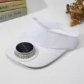 White sun visor hat with solar charging fan outdoor quick dry sports cap for summer travel - White