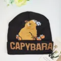 Süße Wasserschwein Jacquard Strickmütze Winter warme Pullover Wollmütze Damen Herren. - Einheitsgröße / Capybara Jacquard - 4 Kaki / Schwarz