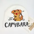 Simpatico berretto in maglia Capybara con cappello di lana caldo invernale per donne e uomini. - Taglia unica / Jacquard Capybara - Zaino / Bianco