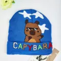 Simpatico cappello in maglia di capibara blu berretto caldo invernale cartone animato - Taglia unica / Jacquard Capybara - Ballando / Blu
