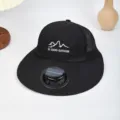 Black solar powered fan sun hat with breathable mesh for outdoor sports and travel use. - Solar Fan Style / Black