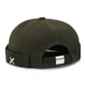 Dark green docker cap men women retro roll cap streetwear cotton miki cap with metal buckle - Adjustable 55-60 / Army Green