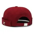 Burgundy docker cap for men women, retro sailor beanie, stylish roll-up brim cap with cross. - Adjustable 55-60 / Burgundy