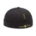 Schwarze Miki Mütze Docker Cap Retro Streetwear Baumwolle Hip Hop Kappe lässige Kopfbedeckung - Einheitsgröße / Schwarz