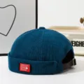 Retro dunkelblaue Cord Docker Cap für Damen und Herren, vintage Mütze im Streetwear Stil. - Blau