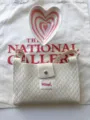 Beige quilted knitted crossbody bag detail, casual phone bag display with heart dish. - Ivory