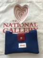 Knitted mini cross body bag paired with heart ceramic dish, casual daily knit phone pouch. - Blue