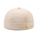 Beige Baumwolle Dockarbeiter Mütze retro bestickte Matrosenmütze lässige Vintage Melonenhut - Einheitsgröße / Beige