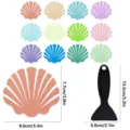 Colorful shell non-slip stickers set with scraper for bathroom bathtub safety floor use. - With Scraper / Shell