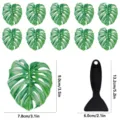 Monstera leaf anti-slip bathtub stickers set with professional black scraper size detail - With Scraper / Monstera Leaf