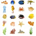 Watercolor ocean animal bathtub anti-slip stickers safety treads size chart dimensions - With Scraper / Marine Animals Set 3