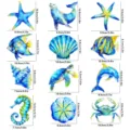 Ocean animal anti-slip bathtub stickers, cute marine life safety stickers with sizes. - With Scraper / Marine Animals Set 4