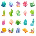 Anti-slip bathtub stickers waterproof bathtub decals cute coral plant bath stickers - With Scraper / Coral Seaweed