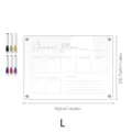 Clear Acrylic Magnetic Weekly Dinner Planner Board with Dry Erase Markers for Kitchen Use - Magnetic Memo Board / L