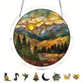 Acrylic mountain sunset hanging decoration with cute charms for window wall home decor. - PT-TYU038
