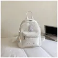 White star print mini backpack casual stylish school bag for women daily use fashion - White with Pendant