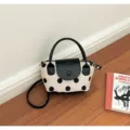 Koreanischer Stil Pünktchen Handtasche, schwarz-weiße Umhängetasche für Damen modisch. - Ohne Anhänger (ZY3170) / Weiße Punkte