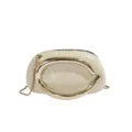 Stylish white small shoulder bag with gold statement metal handle for women fashion trend - White