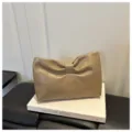 Stylish pleated bow clutch bag for women, trendy commuter underarm shoulder bag in beige. - Khaki
