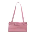 Pink patent leather shoulder bag underarm bag minimalist casual handbag with belt buckle design - Pink