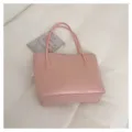 Pink PU leather tote bag stylish women shoulder handbag casual daily use versatile purse - No Pendant / Pink