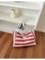 Sac cabas de plage d'été en paille tressée pour femme grande capacité sac bandoulière rayé. - Style Tote / Rouge Sans Charme