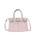 Pink PU leather crossbody shoulder bag with stylish front belt buckle design for women. - Without Ornament / Pink