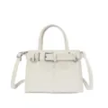 White fashion women shoulder bag, chic pu leather crossbody square tote with belt buckle. - Without Ornament / White