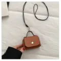 Mini lederen schoudertas schattige kleine tas met handvat en riem modieus accessoire - Bruin
