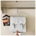 Mini zaino bianco con stampa a stelle da donna borsa scolastica carina zainetto casual - Beige Senza Pendente