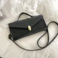 Black woven texture women handbag casual daily messenger bag stylish crossbody small square bag - Black