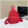 Red plaid mini backpack for women, cute casual campus school daypack with front pocket. - Red Gingham Style / Red