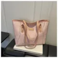 Pink tote bag large capacity casual shoulder bag stylish commute handbag for women fashion new - Without Cloud Pendant / Pink