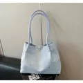 Κομψή γαλάζια τσάντα tote από καμβά με σχέδιο αστεριών, μεγάλη και στιλάτη τσάντα ώμου. - Χωρίς μενταγιόν / Μπλε