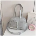 Borsa ita trasparente minimalista in stile giapponese multi tasche borsa a spalla grigio chiaro - Grigio