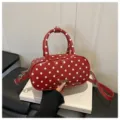 Red white polka dot cosmetic bag handbag stylish travel pouch portable toiletry organizer - Red