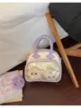 Süße transparente Ita-Handtasche und Umhängetasche mit Plüscheinsätzen für den Alltag - Mit Anhänger / Weiß Und Violett