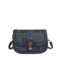 Chic denim texture crossbody shoulder bag with metal lock for modern women daily use. - Black without Pendant