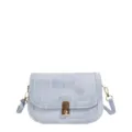 Sac bandoulière en jean bleu clair pour femme, petit sac de selle élégant avec serrure métal. - Bleu Sans Pendentif
