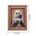 Halloween rétro fantôme chat cadre photo aimant de réfrigérateur en bois déco. - Fantôme Classique Câlinant Chat Noir Style(MZCT117)