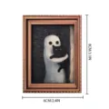 Aimant de réfrigérateur en bois rétro style Halloween avec motif de chat noir et fantôme. - Fantôme Câlinant Chat Noir Style(MZCT118)