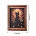 Halloween retro cadre photo aimant de frigo en bois magnetique decoration effrayante - Chat Noir Lune Citrouille Style(MZCT128)