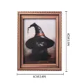 Halloween cadre photo rétro aimant de réfrigérateur chat en bois décoration 8x6cm - Chat Noir avec Chapeau de Sorcier Style(MZCT130)