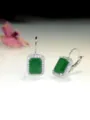 Orecchini pendenti zircone verde da donna, dettagli di gioielli in rame molto eleganti. - Rettangolo Verde