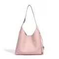 Pink leather hobo shoulder bag, casual chic tote purse for women daily commute style. - Ranunculus Pink