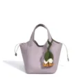 Sac seau en cuir veritable violet clair avec pendentif feuille elegant pour le quotidien urbain. - 17*17*20CM / Violet
