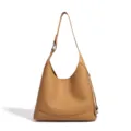 Sac à épaule minimaliste en cuir pour femme, sac cabas hobo marron élégant et décontracté. - Couleur Biscuit