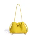 Bolso de hombro de cuero amarillo con cordón, elegante bolso nube de mujer para trabajo y estilo casual. - Amarillo Pollito