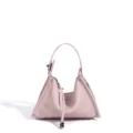 Bolso de mano minimalista de cuero rosa, elegante bolso cruzado triangular para diario. - Rosa Batido